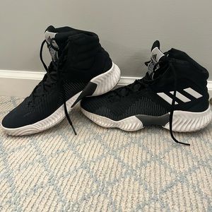 ADIDAS black basketball shoes. Mens 8.5, woman’s 10.